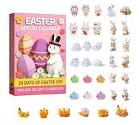Calendario dell'avvento a forma di coniglietto pasquale con ornamento per conto alla rovescia pasquale, decorazione in gomma per 24 giorni, regalo divertente per ragazze, vacanze di Pasqua (C)