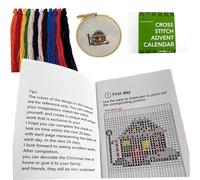 Calendario dell'Avvento a punto croce 2024 Calendario dell'Avvento di 24 giorni Include un manuale di 24 modelli, ago, stoffa, cornice, filo e altro, regali di Natale fai-da-te per gli appassionati d