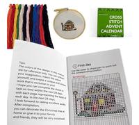 Calendario dell'Avvento a punto croce 2024 Calendario dell'Avvento di 24 giorni Include un manuale di 24 modelli, ago, stoffa, cornice, filo e altro, regali di Natale fai-da-te per gli appassionati
