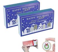Calendario dell'Avvento a punto croce di Natale, kit punto croce timbrati festivi fai-da-te, set di ricamo per il conto alla rovescia di Natale di 24 giorni (2PCS-BLUE)