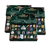 Calendario dell'Avvento artistico della Rive Gauche di Parigi 2025, 24 monumenti parigini in miniatura ed elementi alimentari con scena espositiva (3pcs)