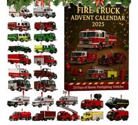Calendario dell'Avvento Camion dei Pompieri 2025, 24 Giorni Camion Pompieri Ornamento Natale Rovescia Calendario, Mini Pompiere Veicolo Pendente Avvento Calendari, Regalo di Natale (A)