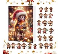 Calendario dell'Avvento carino ciondolo scimmia - 24 pezzi scimmia carino ornamento albero di Natale 2D - decorazione casa ufficio festa scuola appartamento aula