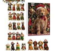 Calendario dell'Avvento Ciondolo di Natale,Souvenir in acrilico piatto riutilizzabile | Calendario dell'Avvento di 24 giorni con ornamenti di razze di cane | Per amici adulti adolescenti amanti degli