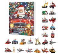 Calendario dell'avvento con 24 auto, treni, aerei, ecc. Calendario dell'Avvento natalizio 2024, con 24 accessori da collezione per il trasporto, colore bianco, 28 x 17,5 x 4 cm