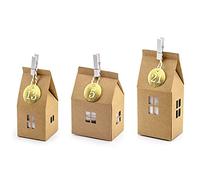 Calendario dell'avvento con 24 casa casetta in Carta Kraft Natale