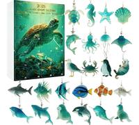 Calendario dell'Avvento con animali, decorazione natalizia 2D in acrilico, per la casa, con animali marini, per adulti e bambini, per feste di compleanno, tavolo d'ingresso, soggiorno, finestra, porta