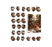 Calendario dell'Avvento con ciondoli a forma di animali, per feste invernali, design piatto 2D, a forma di ghiandola e animali, per famiglia, amici, adulti, adolescenti, bambini, albero, finestra