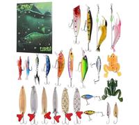Calendario dell'Avvento con esche da pesca 2025 Calendario per il conto alla rovescia di Natale 24 giorni Accessori per la pesca Avvento Carnivori Scatole cieche per uomini Adolescenti Ragazzi I
