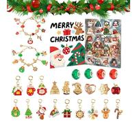 Calendario dell'avvento con gioielli e braccialetto con charm, confezione regalo per ragazze, ideale per feste, viaggi ed eventi scolastici, 20 x 17 x 1,5 cm, divertimento natalizio e vacanze