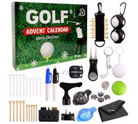Calendario dell'Avvento da golf 2025 per uomini, calendario natalizio da uomo, con palline da golf, pennarelli, contatore di punti