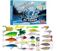 Calendario dell'Avvento da pesca, conto alla rovescia di Natale, 24 giorni, set di esche da pesca per amanti della pesca, adulti, uomini, adolescenti, padre, fidanzato, nonno, regalo a sorpresa di