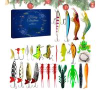 Calendario dell'Avvento da pesca, set di esche da pesca, calendario dell'avvento con esche da pesca, 24 giorni di esche da lago, kit per la cattura di pesci di lago, attrezzatura da pesca