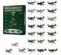 Calendario dell'Avvento degli aerei della Seconda Guerra Mondiale - 24 mini Warbird da scartare, 24 giorni di iconici Warbirds Countdown Box, per collezionisti di aviazione e amanti degli aerei