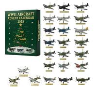 Calendario dell'avvento degli aerei della seconda guerra mondiale, 24 mini Warbirds da disimballare, calendario natalizio per il conto alla rovescia dell'avvento di 24 giorni con 24 regali unici di