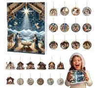 Calendario dell'avvento del presepe di Natale, 2024, calendario per conto alla rovescia di Natale con ciondoli della Vergine Maria e del neonato, decorazioni per albero di Natale, calendario