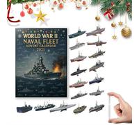 Calendario dell'Avvento della flotta navale della seconda guerra mondiale 2025-24 giorni di autentici ornamenti per navi da guerra della seconda guerra mondiale, decorazione per albero di Natale della