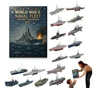 Calendario dell'avvento della flotta navale della seconda guerra mondiale 2025, 24 giorni di ornamenti di navi da guerra lconiche, calendario per conto alla rovescia di Natale per fan e veterani della