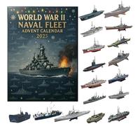 Calendario dell'avvento della flotta navale della seconda guerra mondiale 2025-24, modelli iconici di navi da guerra, per conto alla rovescia natalizio, ciondoli da collezione a forma di nave militare