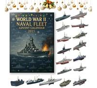 Calendario dell'avvento della flotta navale della seconda guerra mondiale 2025, conto alla rovescia di Natale di 24 giorni con iconiche navi da guerra, calendario dell'Avvento perfetto per