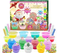 Calendario dell'Avvento dello Slime 2025 per Ragazzi e Ragazze, Calendario dell'Avvento per Bambini con Soffice Cristallo Fai da Te 24 Giorni, Regalo con Sorprese di Natale con Kit di Slime Fai-da-Te