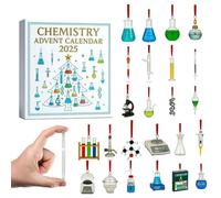 Calendario dell'avvento di chimica 2025, 24 giorni a tema scientifico, calendario per conto alla rovescia di Natale con 24 ciondoli 2D ispirati al laboratorio, decorazione per albero di Natale, regalo
