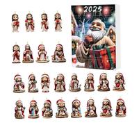 Calendario dell'Avvento di Gesù 2025 Calendario dell'Avvento della Natività religiosa cristiana di 24 giorni Appeso in acrilico Ornamenti per l'albero di Natale per bamb