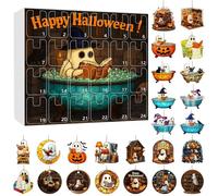 Calendario dell'avvento di Halloween 2025, calendario per conto alla rovescia di Halloween, con 24 pezzi in acrilico 2D con fantasmi, libro di lettura, ornamento da appendere per la casa e le vacanze