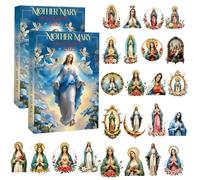 Calendario dell'Avvento di Madre Maria 2025, conto alla rovescia religioso natalizio in acrilico bidimensionale con 24 mini ornamenti della Vergine Maria, 24 giorni di fede, luce e pace (2pcs)