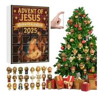 Calendario dell'avvento di Natale 2025, 24 giorni, calendario del conto alla rovescia con 24 statuette di Gesù per ornamenti per albero di Natale, divertente decorazione invernale in acrilico J-esus