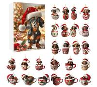 Calendario dell'avvento di Natale a ciondolo per cani a 24 giorni Calendario di conto alla rovescia di Natale con grazioso basso acrilico in coppa Ornament Hangoble Sorpresa per gli amanti degli anim