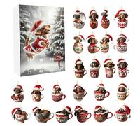Calendario dell'avvento di Natale a ciondolo per cani a 24 giorni Calendario di conto alla rovescia di Natale con grazioso basso acrilico in coppa Ornament Hangoble Sorpresa per gli amanti degli anim