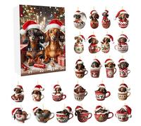 Calendario dell'avvento di Natale a sospensione per cani a 24 giorni Calendario di conto alla rovescia di Natale con grazioso basso acrilico in coppa Ornament Hangoble Sorpresa per gli amanti degli