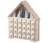 Calendario dell'avvento di Natale con 24 cassetti calendario dell'avvento in legno bianco con albero di Natale e decorazioni per le luci a LED per adulti Kids Home Countdown