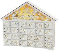 Calendario Dell'avvento Di Natale In Legno A Forma Di Casa, Decorazione Per Il Conteggio Alla Rovescia Fino A Natale Con 24 Cassetti E Led, Scenetta Della Natività, Casa Calendario Dell'avvento Deer