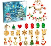 Calendario dell'Avvento di Natale per ragazze adolescenti, kit per la creazione di gioielli, kit creativo per ragazze di 4-12 anni, set per creare braccialetti con ciondoli per bambini, riempitivi per