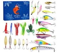 Calendario dell'avvento di pesca 2024 24 giorni di conto alla rovescia calendario dell'avvento per la pesca comprende vari regali di Natale per uomini, pescatore, appassionati