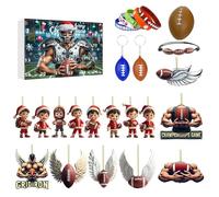 Calendario dell'avvento di rugby, regalo di Natale, conto alla rovescia per 24 giorni di avvento, set per celebrare il calendario dell'avvento (ciondolo acrilico 2D) C (verde, 18 x 26 cm)