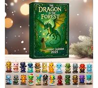 Calendario dell'Avvento Drago nel Bosco 2025, Calendario dell'Avvento Natalizio di 24 Giorni con Pendente di Drago Unico, Decorazione Natalizia Fantasy Drago