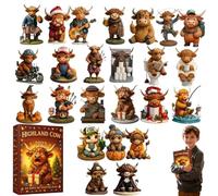 Calendario Dell'avvento Highland Cow 2025,highland Cow Advent Calendar 2025,24-Day Surprise Countdown Gift Box,Perfect for Christmas Tree or Home Decoration-A