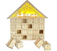 Calendario dell'Avvento in legno con 24 cassetti 10x3x12 Contewn vuoto LED Calendario dell'avvento natalizio per la decorazione natalizia (nessuna batteria) |.Calendari