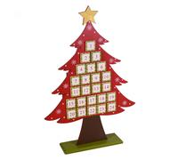 Calendario dell'Avvento in Legno rosso albero cm 36x8xh53