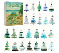 Calendario dell'Avvento in vetro di mare, 24 giorni per conto alla rovescia di Natale, con 24 ornamenti in miniatura fatti a mano, decorazione per il conto alla rovescia per le festività