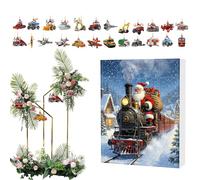 Calendario dell'Avvento Natale | Conto alla Rovescia 24 Giorni con Ornamenti Albero - Decorazione Veicolo Acrilico 2D per Evento Zaino Casa Festa