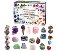 Calendario dell'avvento natalizio 2025 24 giorni Clendar di 2025 24 griglie minerali in pietra cristallina fossili Countdown Christmas Contusiasts Rock Collection