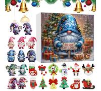 Calendario dell'Avvento natalizio 2025, 2D e 3D, in PVC, ornamento natalizio per bambini, 24 giorni di conto alla rovescia con gnomo, divertente set di 24 diversi gnomi per le vacanze (beige_M)