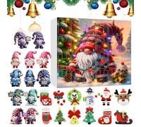 Calendario dell'Avvento natalizio 2025, 2D e 3D, in PVC, ornamento natalizio per bambini, 24 giorni di conto alla rovescia con gnomo, divertente set di 24 diversi gnomi per le vacanze (beige_M)