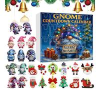 Calendario dell'Avvento natalizio 2025, 2D e 3D, in PVC, ornamento natalizio per bambini, 24 giorni di conto alla rovescia con gnomo, divertente set di 24 diversi gnomi per le vacanze (beige_M)