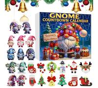 Calendario dell'Avvento natalizio 2025, 2D e 3D, in PVC, ornamento natalizio per bambini, 24 giorni di conto alla rovescia con gnomo, divertente set di 24 diversi gnomi per le vacanze (beige_M)