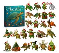 Calendario dell'avvento natalizio 2025 a tema tartaruga marina, conto alla rovescia festivo, con ciondolo a forma di tartaruga in acrilico 2D, ideale come regalo per feste per ragazzi, ragazze e